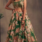 Organza Silk Engagement Lehenga in Green with Floral work-1756300
