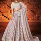 Georgette Mehendi Sangeet Lehenga in Pink and Majenta with Embroidered work-1837762