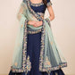 Taffeta Silk Mehendi Sangeet Lehenga in Blue with Embroidered work-762489