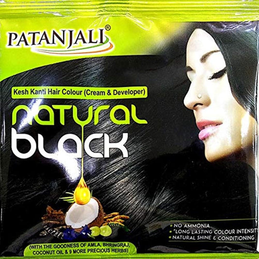 Patanjali Kesh Kanti Hair Colour (Cream & Developer) - Natural Black - 40 gm - Pack of 1