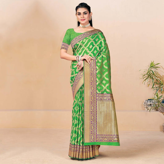 Green Festive Wear Woven Banarasi Silk Saree