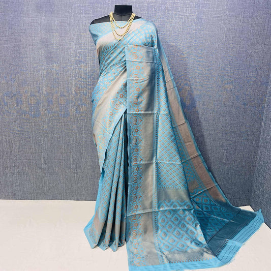 Light Blue Woven Banarasi Silk Saree