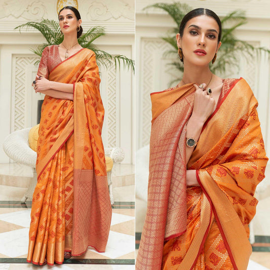 Orange Woven Patola Silk Saree