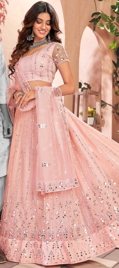 Net Festive Lehenga in Pink and Majenta with Sequence work-1748819
