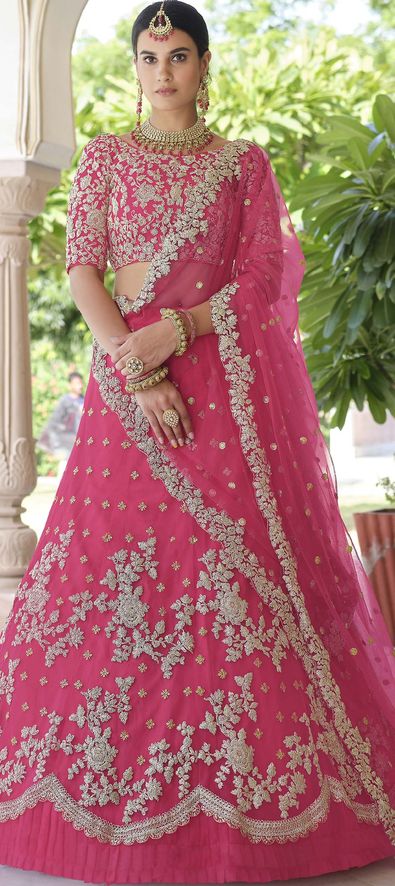 Net Festive Lehenga in Pink and Majenta with Sequence work-1763953