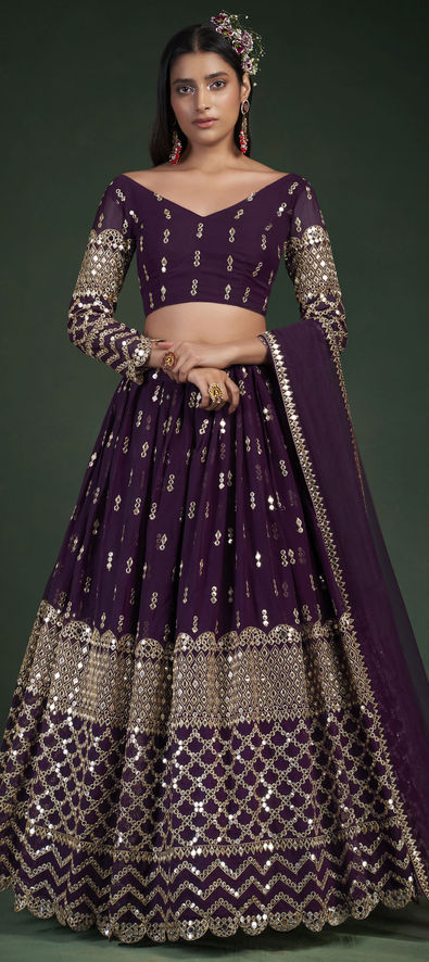 Georgette Party Wear Lehenga in Purple and Violet with Zari work-1831855