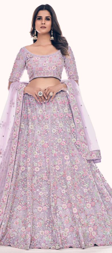 Net Designer Lehenga in Purple and Violet with Sequence work-1846246