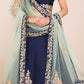 Taffeta Silk Mehendi Sangeet Lehenga in Blue with Embroidered work-762489