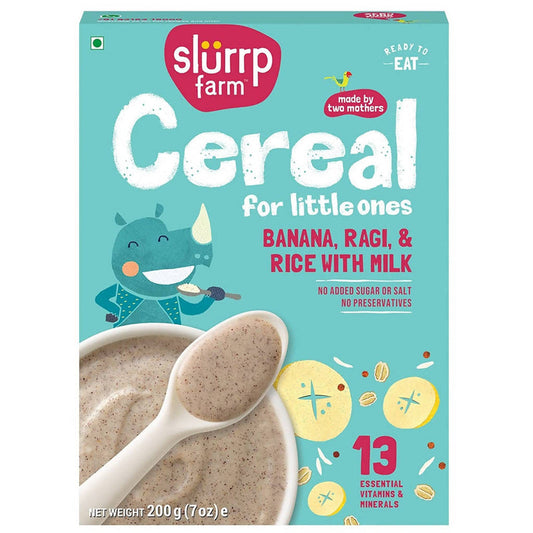 Slurrp Farm Banana, Ragi & Rice With Milk Cereal For Little Ones - 200 gm
