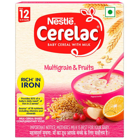 Nestle Cerelac Baby Cereal with Milk, Multigrain & Fruits 12 Months - Pack of 1 - 300 gm