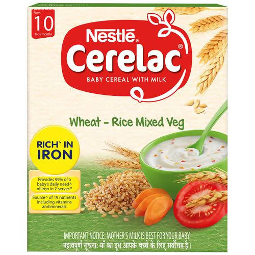 Nestle Cerelac Baby Cereal with Milk - Wheat-Rice Mixed Veg, From 10 to 24 Months - 300 gm - Pack of 1
