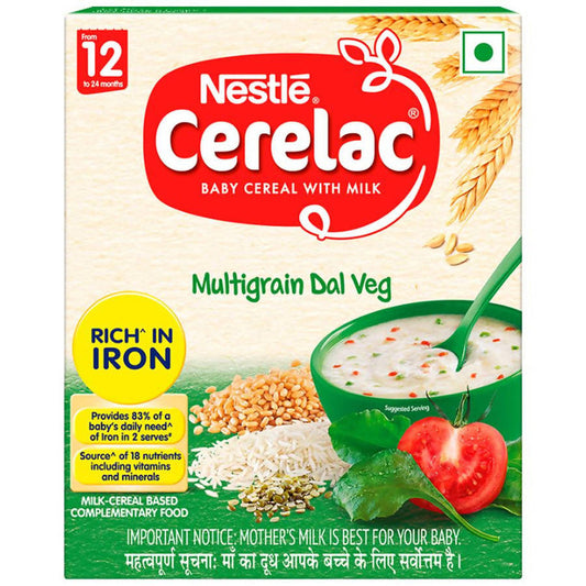 Nestle Cerelac Baby Cereal with Milk, Multigrain Dal Veg 12 Months - Pack of 1 - 300 gm