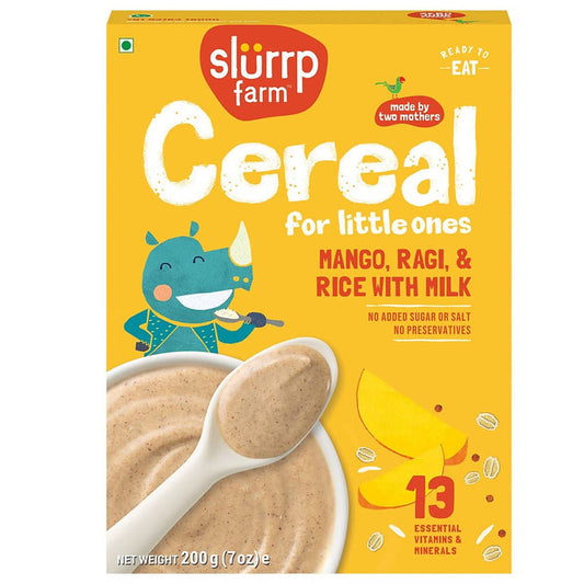 Slurrp Farm Mango, Ragi & Rice With Milk Cereal for Little Ones - 200 gm
